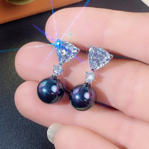 🔥 High Quality Silver Plated Diamond CZ Earrings for Women, HA4537 - Picture 4 of 5